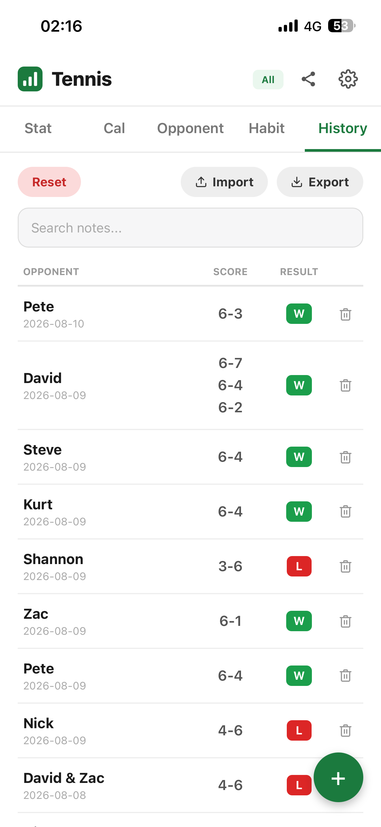 Full match history at your fingertips